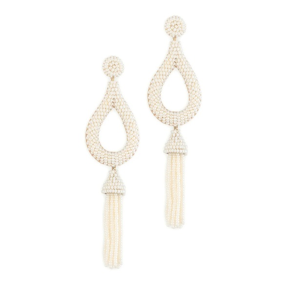 DEEPA GURNANI WHITE BEADED EARRINGS - Picture 1 of 4
